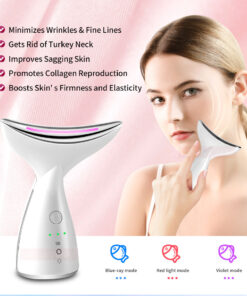 EMS Microcurrent Neck Face Beauty Device With 3 Colors LED Photon Therapy Skin Tighten Reduce Double Chin Face Lifting Devices